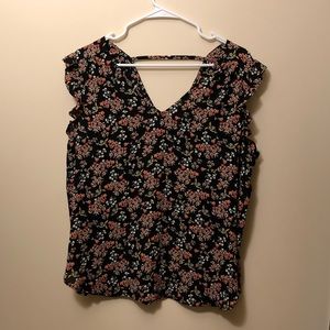 Loft black floral bar back shirt